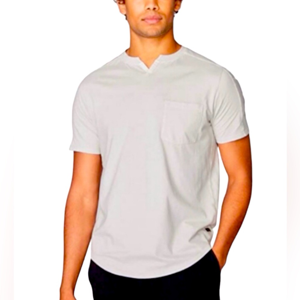 Go Couture V Neck Pocket Tee Shirt Men Color Grey Size S